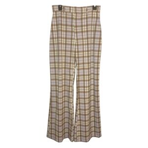 Anthropologie Women 8 Knit Pants Wide Leg Trousers Plaid‎ Skater Retro Y2K Baggy